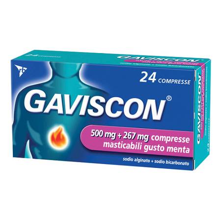 Gaviscon 24 compresse masticabili gusto menta 500+267mg