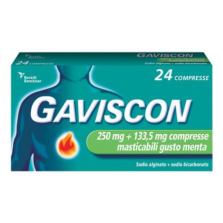 Gaviscon 24 compresse menta 250+133,5mg