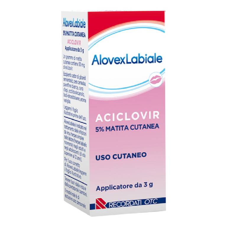 Alovex labiale matita cutanea 5% 3g 