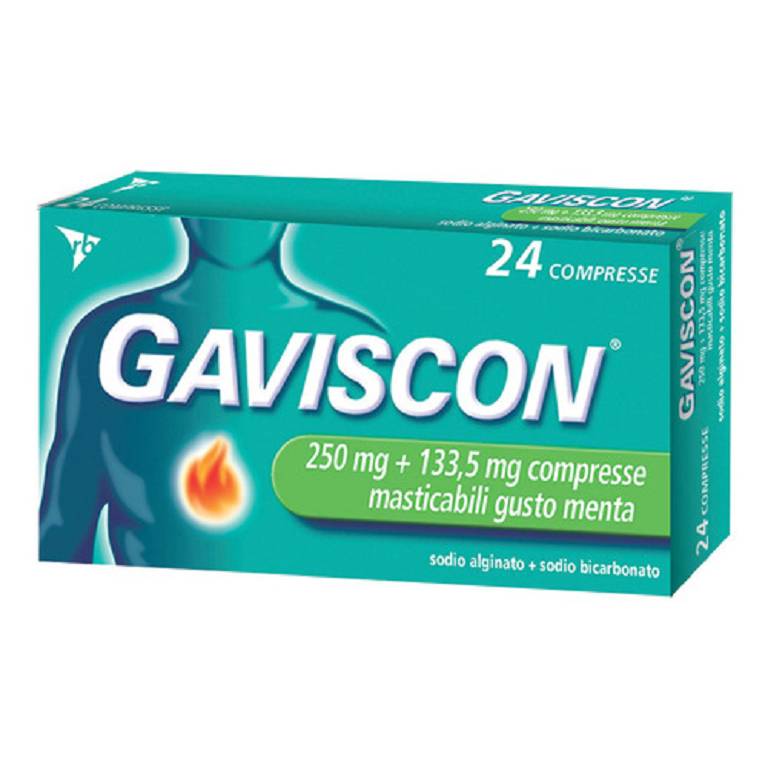 Gaviscon 24 compresse menta 250+133,5mg