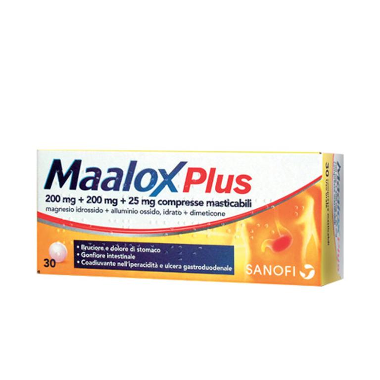 Maalox plus 30 compresse masticabili 200mg+200mg+25mg