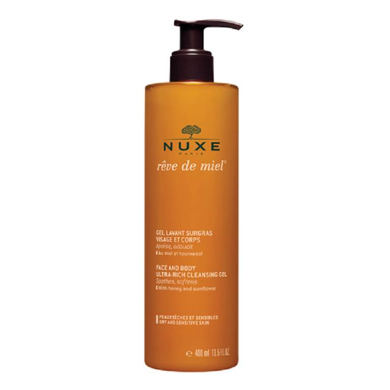 Nuxe reve de miel gel detergente viso e corpo pelli secche e sensibili 400ml