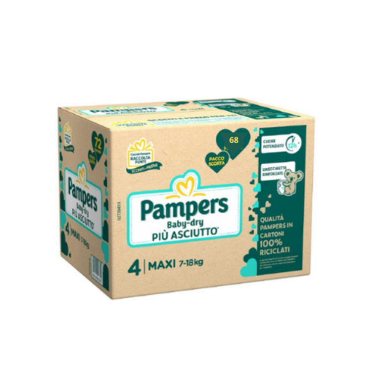 Pampers quadri baby dry maxi 68 pezzi
