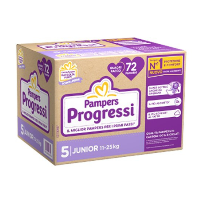 Pampers quadri progressi 5 junior 72 pezzi 