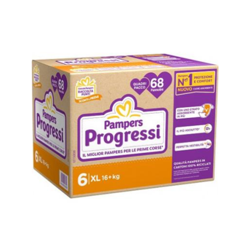 Pampers progressi 6 XL 68 pezzi 