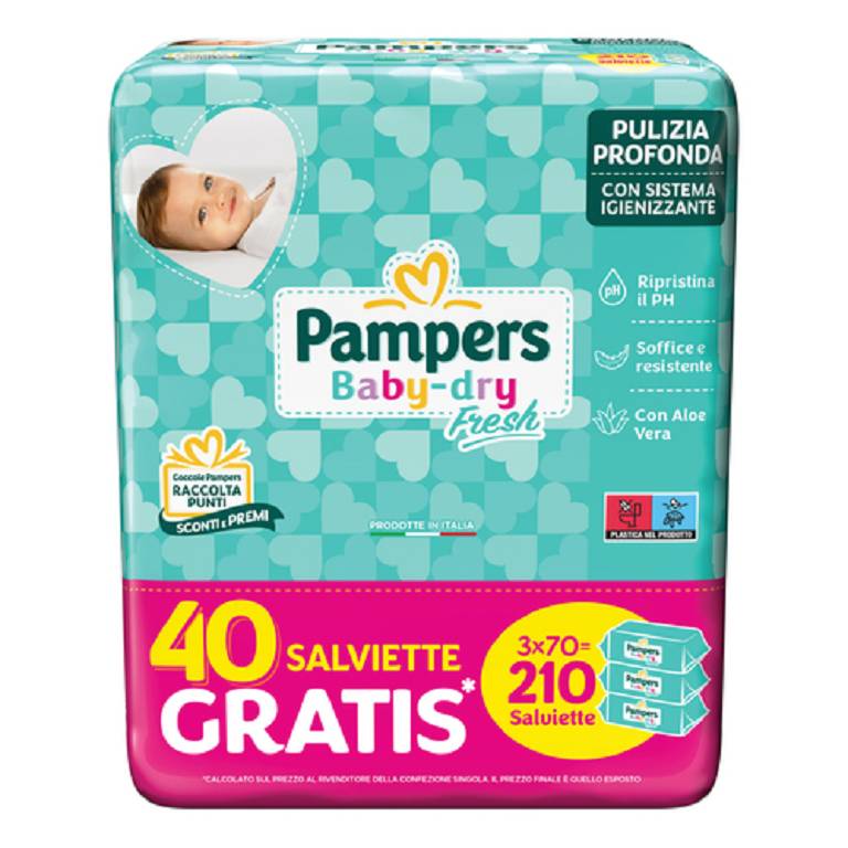 Pampers salviettine baby fresh formula 210 pezzi