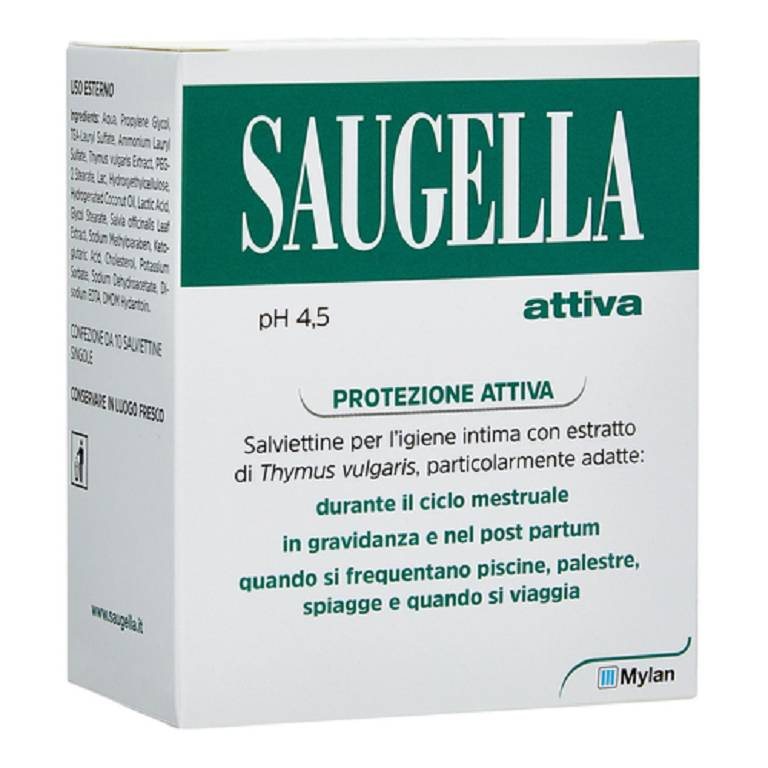 Saugella attiva salviettine detergenti 10 pezzi