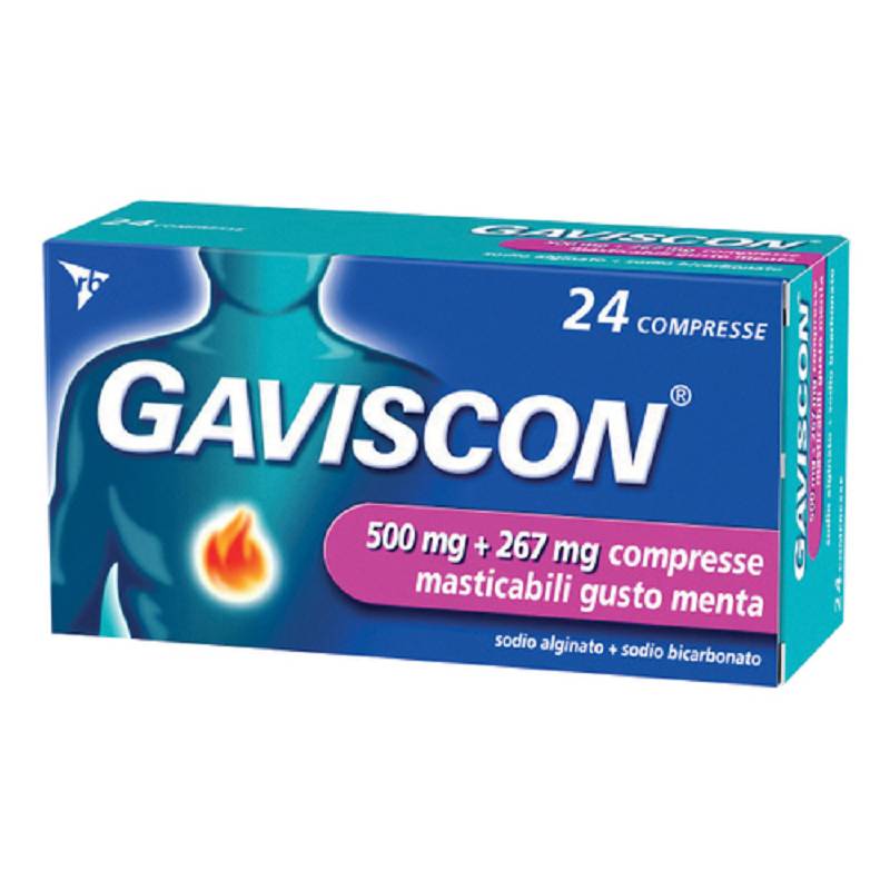 Gaviscon 24 compresse masticabili gusto menta 500+267mg