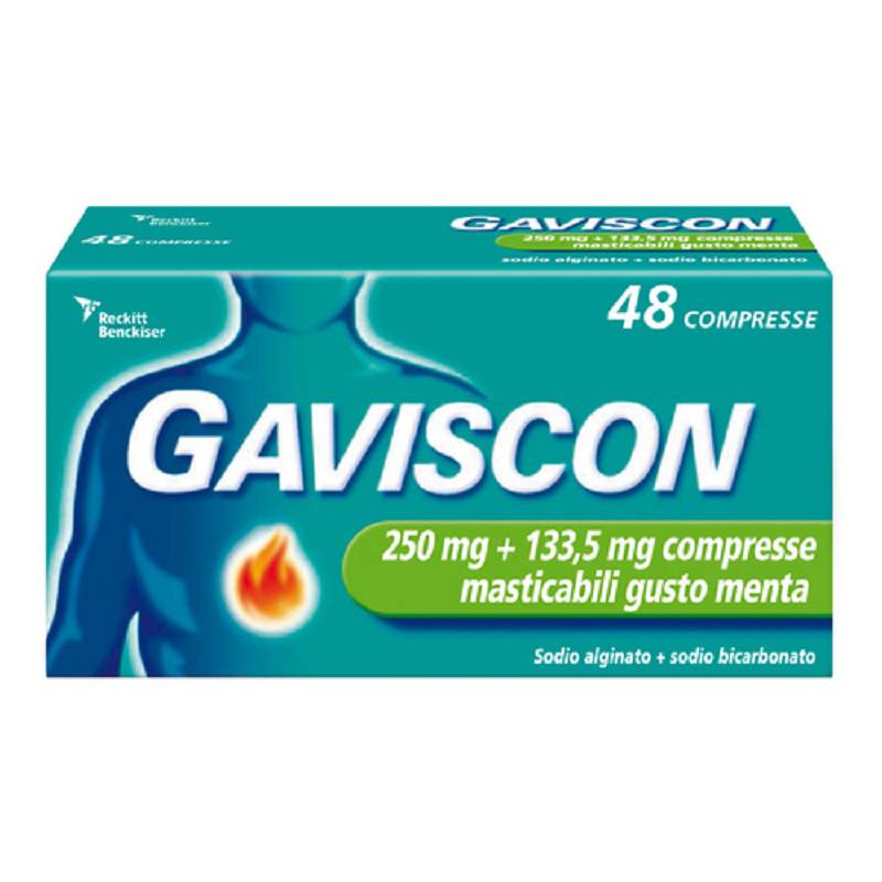 Gaviscon 48 compresse menta 250mg+133,5mg