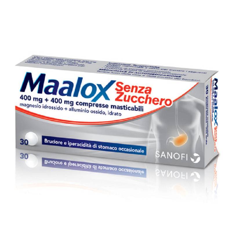 Maalox 30 compresse limone senza zucchero 400+400mg
