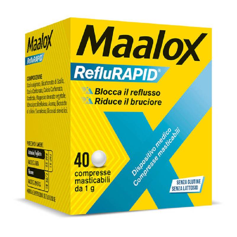 Maalox reflurapid 40 compresse masticabili