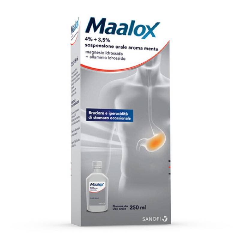 Maalox sospensione orale aroma menta 250ml 4+3,5%