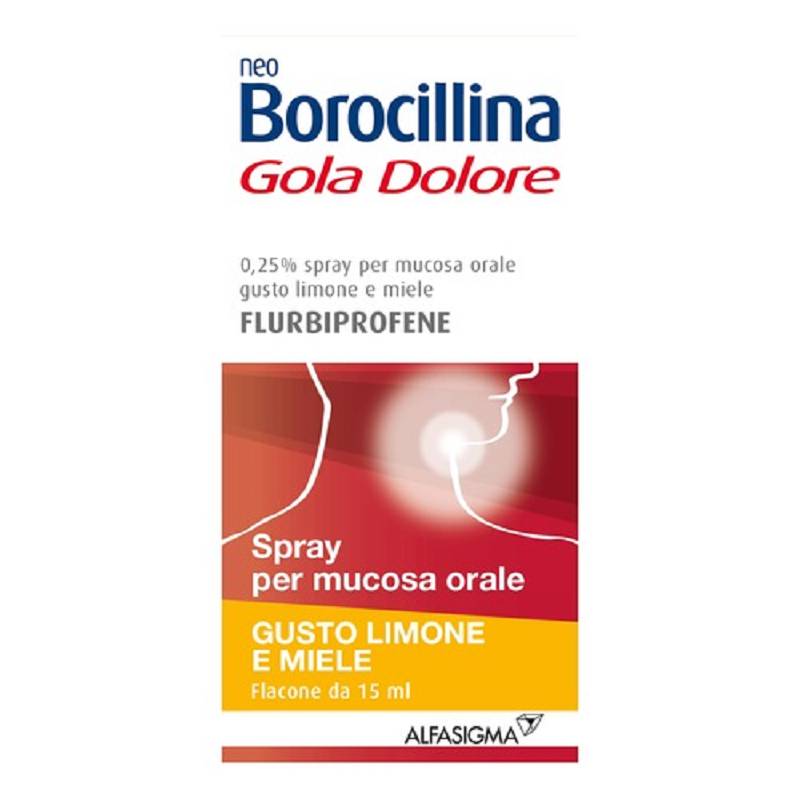 Neoborocillina gola dolore spray limone e miele