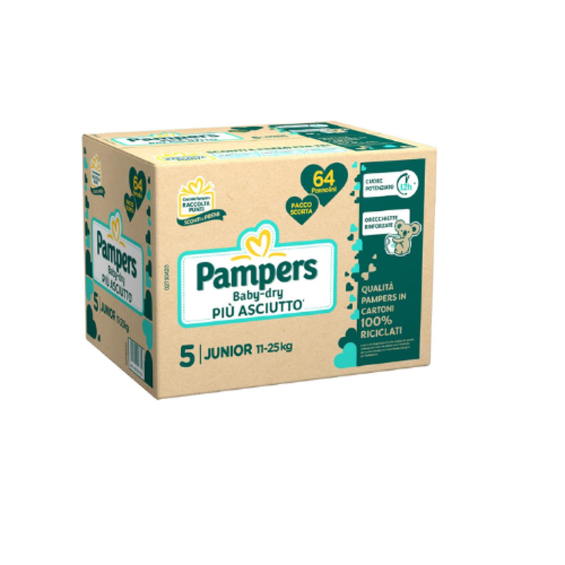 Pampers quadri baby dry junior 64 pezzi
