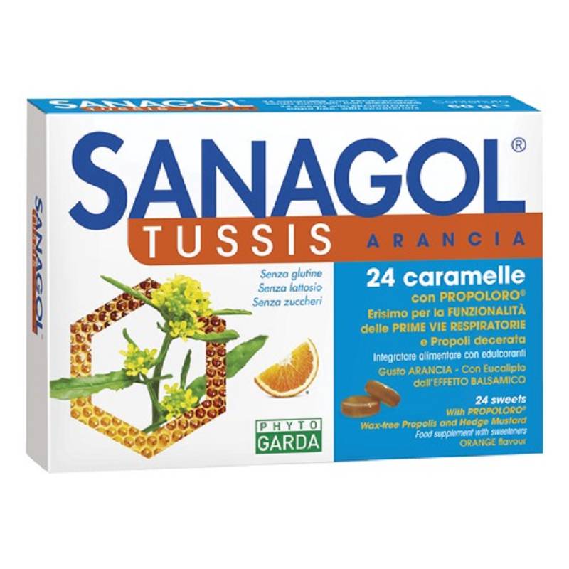 Sanagol tussis arancia 24 caramelle 