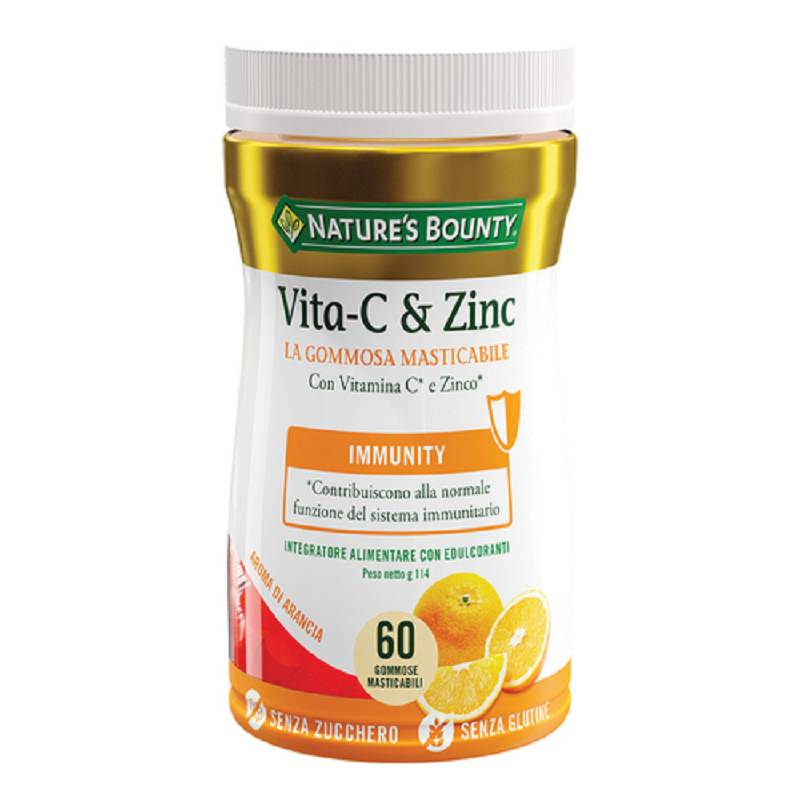 Vita-C e zinc 60 gommose masticabili Nature's Bounty 